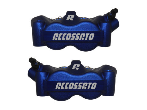 Accossato Radial Brake Caliper Forged Monoblock 100 mm distance With Pistons in Aluminium Blue anodized