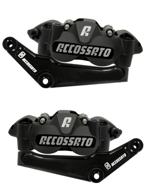 Accossato Front Radial Brake Calipers + Brackets for Harley Davidson - Black