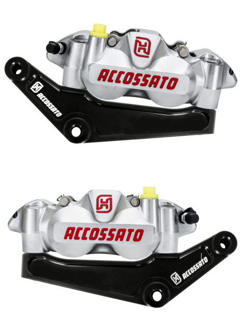 Accossato Front Radial Brake Calipers + Brakets for Harley Davidson - Nickel