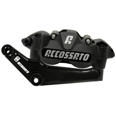 Accossato LEFT Front Radial Brake Caliper + Bracket for Harley Davidson - Black