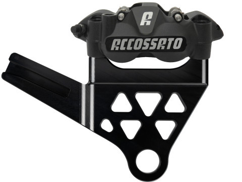 Accossato Radial Brake Caliper Kit Rear + Brake Flange For Harley Davidson Softail - Black