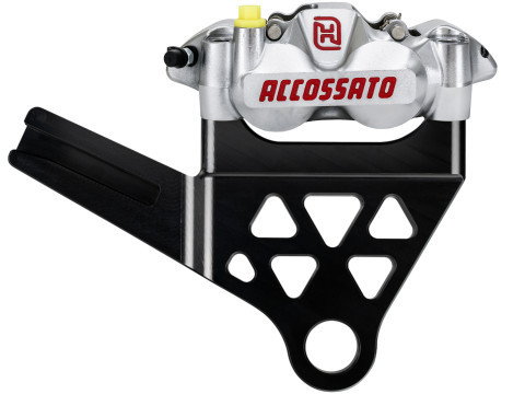 Accossato Radial Brake Caliper Kit Rear + Brake Flange For Harley Davidson Softail - Nickel