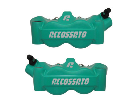 Accossato Radial Brake Caliper Forged Monoblock 100 mm With Aluminum Pistons-Aqua green Paint