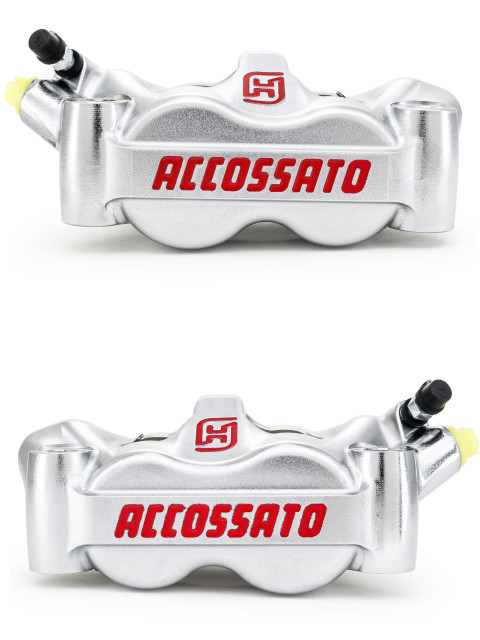 Accossato Radial Brake Caliper Forged Monoblock 100 mm distance With Pistons in Aluminium NIckel-plated